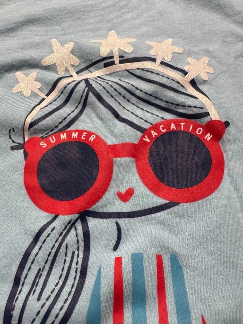 Baby Gap Girls Light Blue Graphic T-Shirt Size 5 Summer Vacation Tee